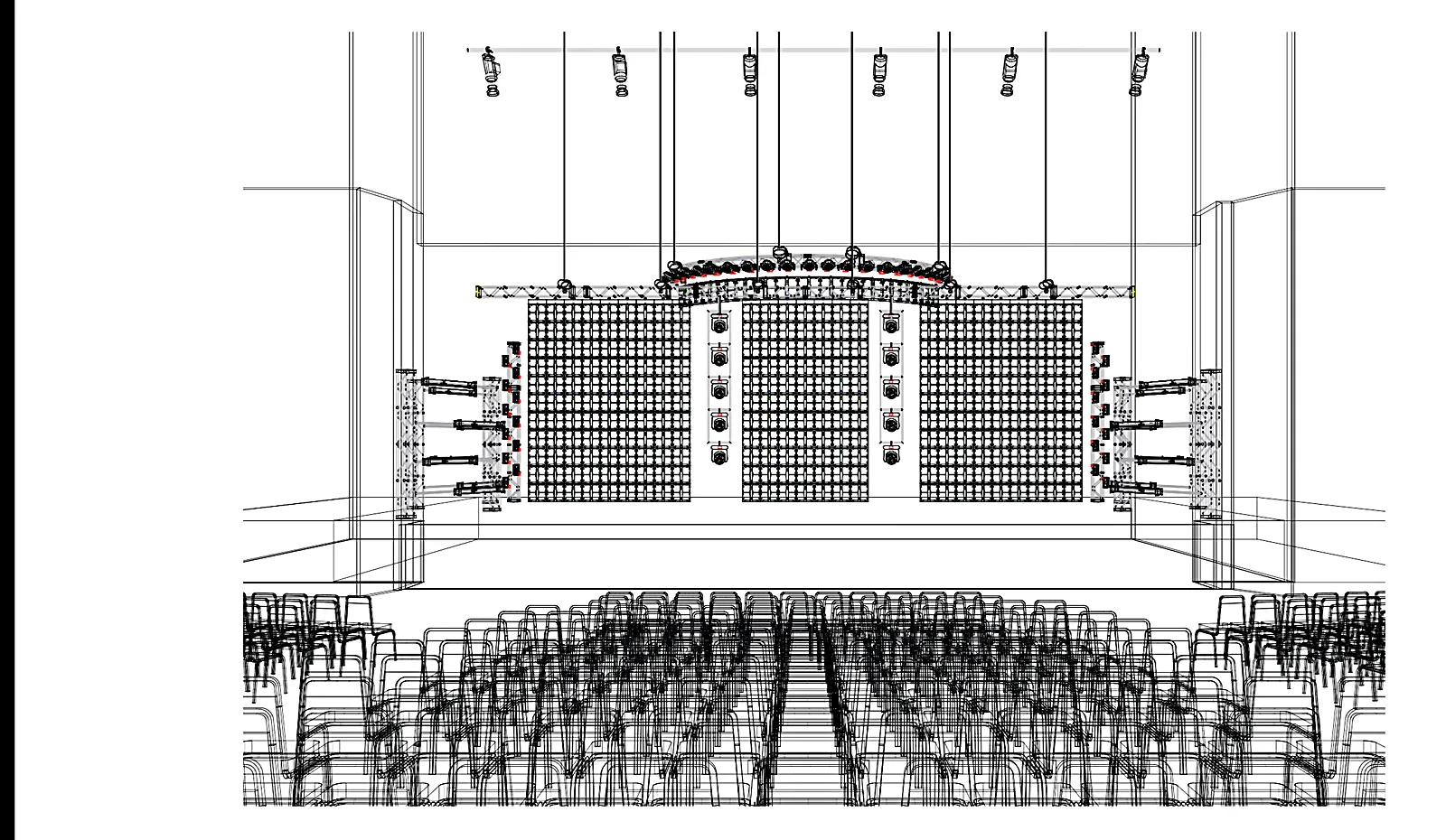 CAD stage-elevation drawing from the production plan