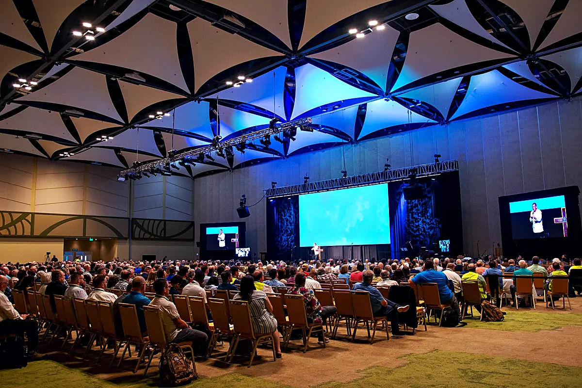 Global conference stage set for multi-site broadcast