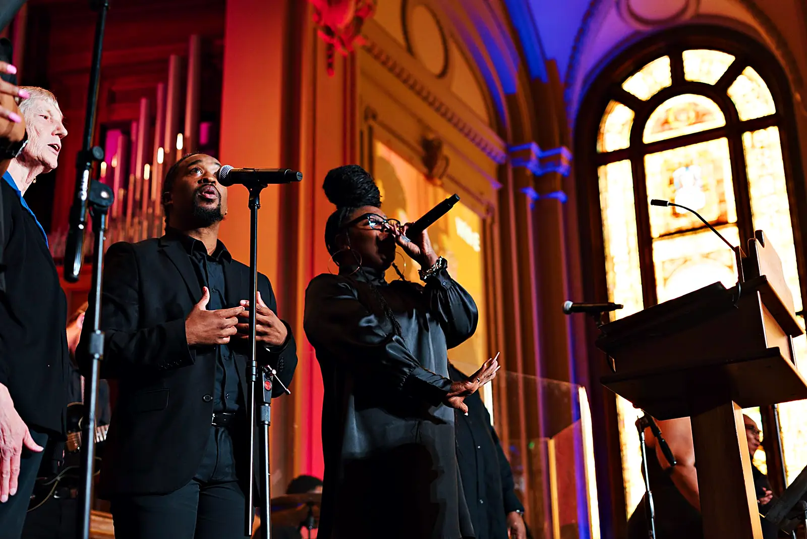 Dynamic lighting shaping the Trinity Conference sanctuary stage